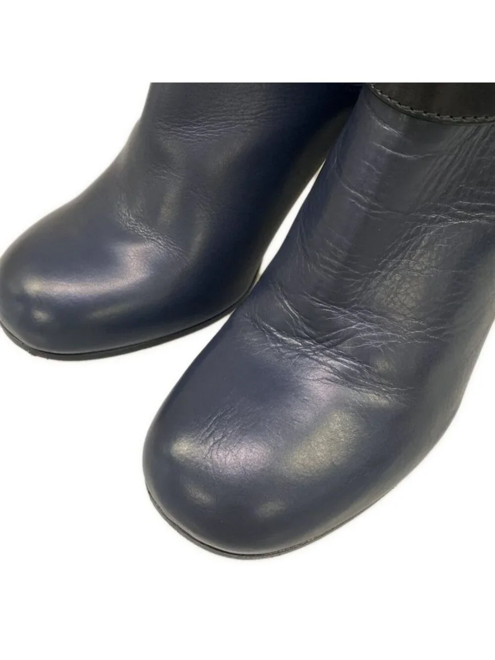 Chanel Booties 35 C Navy Black Side Gore CC Logo Leather Boot